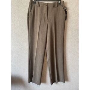 Laura Scott Missy Brown Herringbone Pants No Gap‎ Waistband Size 10 Career